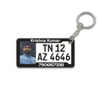 ENGRAVE MEMORIES Acrylic Customized Mini Number Plate Keychain | Photo Name Key Ring Gift For Him Her Car Accessories Bike Accessories, Multicolor