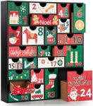 LARAINE Advent Calendar 2024 Christmas 15 Inch Wooden Advent Calendar with Drawers, Christmas Holiday illustration Wood Advent Calendar for Kids Adults, Christmas Decorative 24 Empty Boxes to Fill