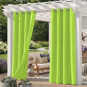 Sunshelf Set of 6 Outdoor Curtains for Patio Waterproof, Breathable Grommet Privacy Panels for Porch, Pergola & Gazebo, Light Filtering, Weatherproof, 54W x 108L Inches, Green