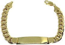 14k Yellow Gold Curb Link Mens ID Bracelet, 8.5"