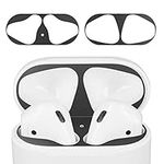 kwmobile Set of 2 Dust Guards Compatible with Apple Airpods 1 & 2 - Anti-Dust Protection Stickers - Black