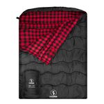 FORINBUY Winter Cotton Flannel Double Sleeping Bag,Queen Size Sleeping Bag for adults, 0 Degrees Cold Weather Waterproof 2 Person Sleeping Bag, Suitable for Couples Family Camping, RV Travel