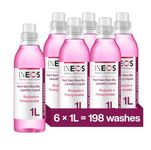 INEOS Next-Gen Non Bio Laundry Washing Liquid Detergent, 198 Washes (6 x 1L), High Performance Stain Remover For Clothes, Plant Powered, For Sensitive Skin, Rhubarb + Pomegranate, Packaging May Vary