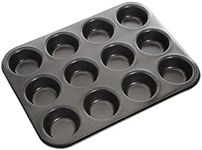 MASTERPRO MPHB7 Muffin Cupcake Pan, Carbon Steel/Black