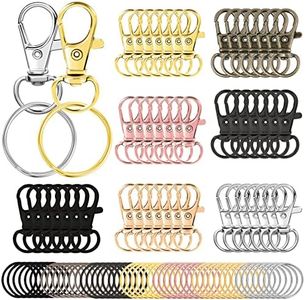 AUGSUN 100PCS Swivel Clasps Lanyard Snap Hooks with Key Rings, Key Chain Clip Hooks Lobster Claw Clasps for Keychains Jewelry DIY Crafts (Multicolor)