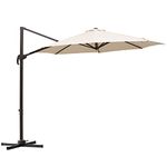 Outsunny 10ft Cantilever Patio Umbrella with 360° Rotation, Aluminum Outdoor Offset Hanging Umbrella with 4-Position Tilt, Crank & Cross Base for Garden Deck Pool Backyard, Cream