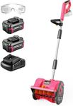 SnapFresh 20V Snow Shovel Cordless,12” Electric Snow Thrower kit,with 2 Pack 4.0Ah Batteries and Fast Charger(Pink)