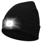 Abbicen Beanie Hat with Light Headlight Hats LED USB Rechargeable Torch Cap Headlamp Black