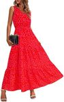 BTFBM Women Summer Dresses Casual Sleeveless Maxi Dresses Cute Floral Long Dress Wedding Guest Dress(Red Flower,X-Large)