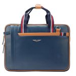 POLICE Men's Fobi 14" Laptop Briefcase For Official & Casual Use, Laptop Messanger bag - Navy/Tan