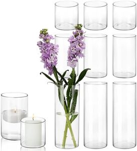 CUCUMI 9 Pack Glass Cylinder Vase 4, 8,12 Inch Tall Clear Vases for Wedding Centerpieces Hurricane Candle Holder Flower Glass Vases for Party Event Home Office Decor