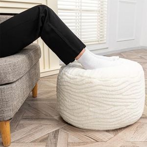 Asuprui Pouf Ottoman Stuffed Modern Foam Ottoman Foot Rest 20x20x12 Inches Floor Pouf Round Pouf Seat Floor Bean Bag Chair Foldable Floor Chair Storage for Living Room Bedroom Ivory Pouf with Filler