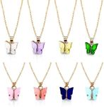 yansport Butterfly Pendant Necklace Set, 4/8/12 PCS Acrylic Butterfly Chain Necklace, Cute Jewelry Gift for Woman and Girl (8PC Necklace Set)