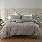 Simple&Opulence French Linen Duvet Cover Set- King Size(104"x 92")- 3 Pieces (1 Comforter Cover,2 Pillowcases)-Natural Flax Cotton Blend-Solid Color Breathable Farmhouse Bedding-Grey