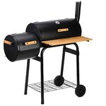 Gr8 Garden Large Portable Charcoal Barrel BBQ With Smoker Cooking Grill Patio Barbecue Barbeque With Wheels Stand