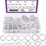 Swpeet 470Pcs Automotive Metric Oil Drain Plug Gasket Aluminum Flat Washer Assortment Kit, Including 18 Different Sizes - M6 M8 M10 M12 M14 M16 M18 M22 M24