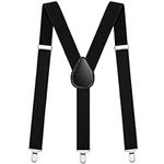 XAJEER Suspenders Men, Suspender Mens Braces for Trousers, Mens Braces Y Shape, Elastic Adjustable Suspenders Braces for Men, for Overalls, Jeans, Jumpsuits, Wedding Casual (Black)