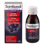 Sambucol Natural Black Elderberry Extra Defence, Vitamin C, B6 & D, Zinc, Folic Acid & Minerals, Immune Support Supplement, Multicoloured, 120 ml