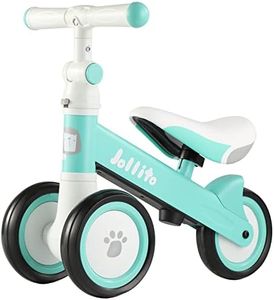 JOLLITO Baby Balance Bike, Adjustable Toddler Baby Bicycle 12-24 Months with 3 Silent Wheels, No Pedal Toddlers Walker Bike Riding Toy for 1 Year Old Boys Girls (Green)
