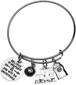 Sportybella Basketball Bracelet- Girls Basketball Believe in Yourself Charm Bracelet- Basketball Jewelry, for Basketball Players