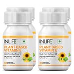 INLIFE Plant Based Natural Vitamin E Oil Capsules for Face and Hair|Sunflower,Olive & Aloe Vera Oils|Skin Health and Immunity Booster Supplement for Women & Men-30 Vegetarian Capsules (Pack of 4)