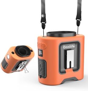 Onnilife 14500mAh Portable Waist Clip Fan, Wearable Belt Personal Fan with Flashlight, Hands Free Hanging Neck Fan with 5 Speeds 14600RPM Strong Airflow for Camping, Outdoor, Jobsite (Orange)