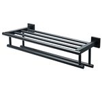 Alise Towel Rack,Large Towel Holder Towel Shelf with Double Towel Bars for Bathroom Lavatory,16-Inch SUS 304 Stainless Steel Wall Mount Towel Hanger,Matte Black