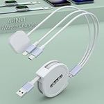 Multi 3-in-1 Retractable Universal Phones Charging Cable+ iWatch Charger Cord,USB A to Lightning+Type C+iWatch Charger for iWatch Series8 7 6 5 4 3 2 SE/iPhone 14 13 12 Pro/Samsung/iPad and More