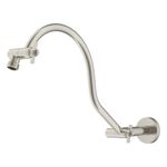 Hibbent All Metal Upgraded 18'' Shower Head Extension Arm, Shower Arm with Flange, Brass Flexible Height & Angle Adjustable Shower Arm Extender with Lock Joint, Universal Connection, Brushed Nickel