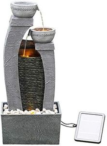 Teamson Home 30" Outdoor 3-Tier Solar Modern Waterfall Fountain, Gray