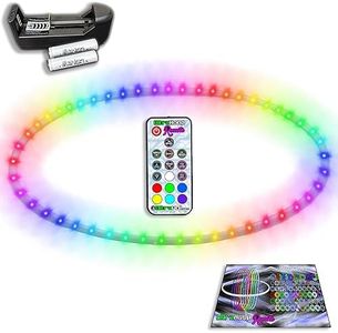 UltraHoop Remote LED Hoop - Wireless Control 60 Color Changing LED Lights w/ 300+ Modes & Patterns - Rechargeable Battery, HDPE Collapsible, Advanced to Beginner Hoola Hoops - 34” x 3/4" OD - UltraPoi