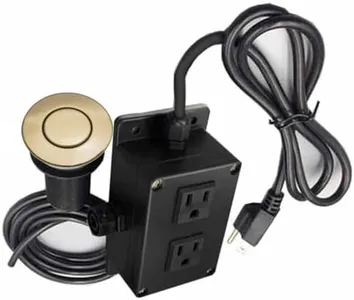 Strictly Sinks Dual Outlet Garbage Disposal Air Switch Kit – Sink Top Waste Disposer Control Box with Stainless Steel Push Button, 15A, 125/250V, for Kitchen Sink or Countertop (Brushed Gold)