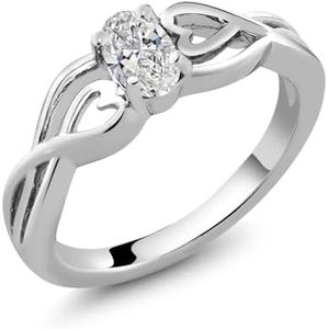 Gem Stone King 6X4MM Oval Gemstone Birthstone Heart Infinity Ring | 925 Sterling Silver | Wedding Anniversary Promise Engagement Ring For Women | Available In Size 5, 6, 7, 8, 9