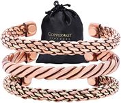 Coppervast Copper Bracelets- for Men and Women| Set of 3 with Gift Box |Handmade 100% Copper (Twisted)|