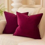 JUSPURBET Burgundy Christmas Decorative Velvet Throw Pillow Covers 24x24 inch Set of 2,Broadside Soft Cushion Case with Invisible Zipper for Sofa Couch Bed