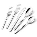 KINGSTONE Silverware Set, 60-Piece Forged Flatware Set Cutlery Set Premium Stainless Steel, Service for 12, for Home, Wedding, Party, Mirror Polished and Dishwasher Safe