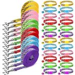 Amylove 48 Pcs Dog Collar and Leash Set, Polypropylene Adjustable Puppy Collars for Medium Dogs Small Dogs Pet Dog Walking Training with Hook and Buckle (Fresh Color,Leopard Pattern)