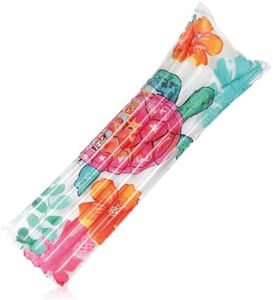 com-four® Colchón de Aire 183x69cm - Tumbona de Agua con Almohada Integrada - Almohadilla de Aire para Divertirse bañarse, Tomar el Sol, Nadar - Ayuda de natación (1 Pieza - Blanco/Tortuga)