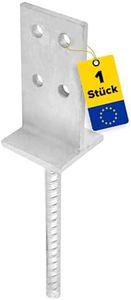 GRUNDLINE - Stützenfuß Pfostenträger Pfostenanker, versenkter Polfuß, aus Stahl, zum einbetonieren - PSW, 91x130x91x8,0 mm - Feuerverzinkung - für Zäune, Unterstände, Carports, Pergolen, Gartenlauben