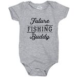 Creeper Future Fishing Buddy Baby Bodysuit Funny Outdoor Sport Shirt Crazy Dog Novelty Infant Rompers for Fishers Soft Comfortable Funny Onesie Light Heather Grey Newborn