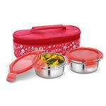 Milton Lifestyle Lunch Stainless Steel Lunch Box, 2 Containers, Red