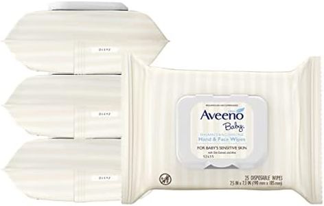 Aveeno Baby Fragrance Free Hand & Face Wipes with Oat Extract & Aloe, Cleansing & Moisturizing Baby Wipes for Sensitive Skin, Sulfate-, Alcohol-, & Paraben-Free, Hypoallergenic, 25 ct