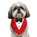 Pawsindia Tuxedo Bandana for Dogs, Crafted from Premium Fabric to Ensuring Proper Air Circulation and Adding a Touch of Trendy Style (Small, Red)