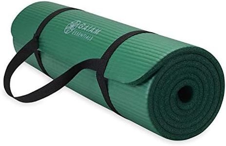 Gaiam Essentials Thick Yoga Mat - Fitness and Exercise Mat with Easy-Cinch Carrier Strap Included - Soft Cushioning and Textured Grip - Multiple Colors Options (Green, 72" L X 24" W X 2/5 Inch Thick)