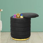 RIBAVARY Velvet Luxurious Round Ottoman Storage Box Dutch Velvet Pouffe Footstool, Footrest Vanity Stool with Lids for Bedroom Living Room Balcony Snack (with Storage, Black)