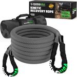 Rhino USA Kinetic Recovery Tow Rope Heavy Duty Offroad Snatch Strap for UTV, ATV, Truck, Car, Tractor - Ultimate Elastic Straps Towing Gear - Guaranteed for Life! (7/8" x 20' Gray)