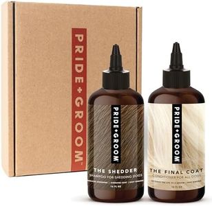 Pride and Groom The Shedder Box Set – Deshedding Dog Shampoo & Conditioner with All Natural Blend of Essential Oils & Ingredients to Moisturize & Untangle Curly and Wavy Coats – 32oz