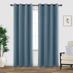 Dusty Blue Curtains for Living Room 2 Panels Set 84 Inch Length Blackout Window Coverings Treamtents Grommet Thermal Darkening Light Blocking Curtain Drapes for Bedroom,Stone Grey Blue,7FT/Feet Long