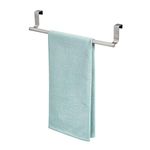 iDesign 29550ES Forma Over Door Towel Rail, Towel Holder for Kitchens and Bathrooms, Stainless Steel, Silver, 14" Towel Bar, Brushed