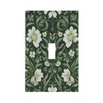 ROUGUI Morris Abstract White Flower Green Leaves 1 Gang Light Switch Covers Single Toggle Wall Plate Decorative Switchcover Electrical Switchplate for Farmhouse Living Decor